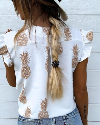 Blouse décontractée à manches flutter