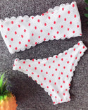 Ensemble de bikini bandeau avec bordure en dentelle à pois
