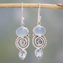 Boucles d'Oreilles Pierre de Lune Bleu Océan