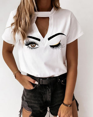 T-shirt décontracté à imprimé yeux