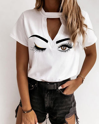 T-shirt décontracté à imprimé yeux