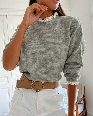 Blouse à manches longues en dentelle épissée