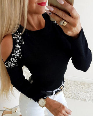 Blouse à détail clouté à épaules dénudées