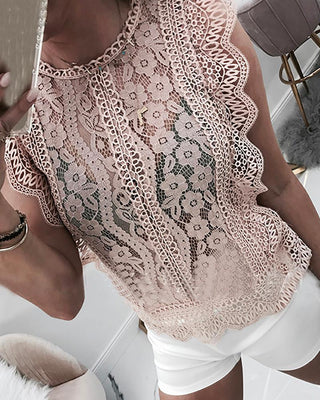 Blouse décontractée en dentelle évidée en guipure