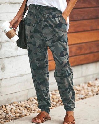 Pantalon décontracté à cordon imprimé Camo