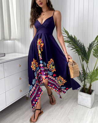 Robe asymétrique asymétrique à imprimé floral