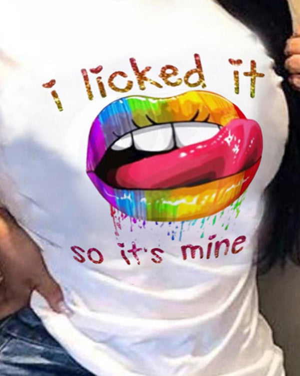 T-shirts lâches à manches courtes et imprimé lèvres multicolores
