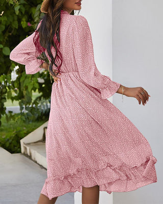 Robe décontractée à imprimé floral et ourlet volanté