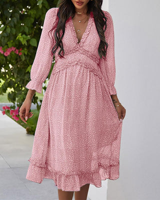 Robe décontractée à imprimé floral et ourlet volanté