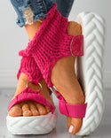 Sandales plates-formes à découpes en tricot tressé