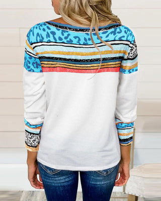 T-shirt à manches longues color block imprimé guépard