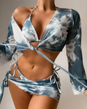Ensemble de bikini à volants et à imprimé tie-dye