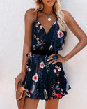 Mini-robe taille skinny sans manches à imprimé floral