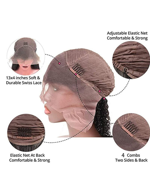20 pouces perruques de cheveux humains vierges brésiliens vague d'eau oreille à oreille perruques frontales en dentelle