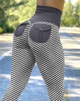 Pantalon de yoga de levage de fesses sans couture à taille haute avec poche en résille