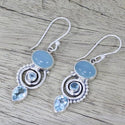 Boucles d'Oreilles Pierre de Lune Bleu Océan