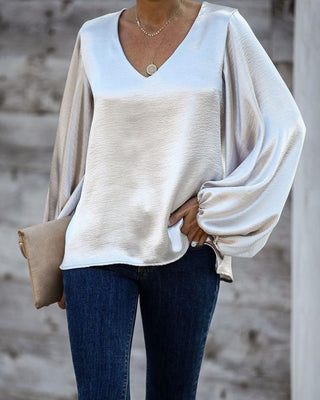 Haut à manches lanternes à col en V