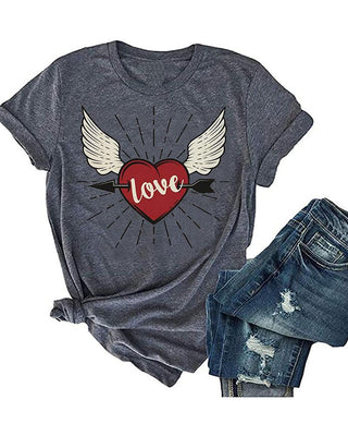 T-shirt décontracté à imprimé coeur pour la fête des mères