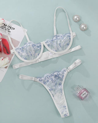 Ensemble de lingerie en dentelle guipure à bretelles spaghetti