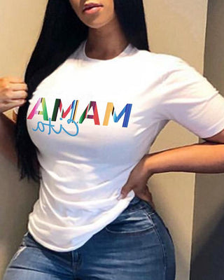 T-shirt décontracté à imprimé lettre cadeau fête des mères