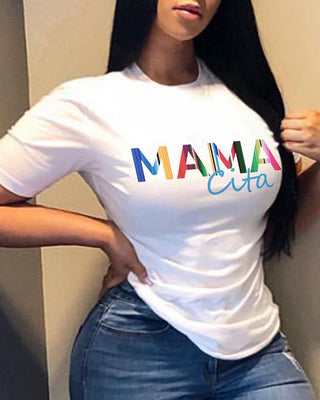 T-shirt décontracté à imprimé lettre cadeau fête des mères