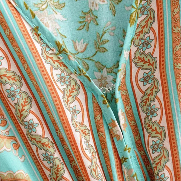 Robe Bohème Fleurie Verte