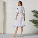 Robe Bohème Courte Blanche Et Bleu