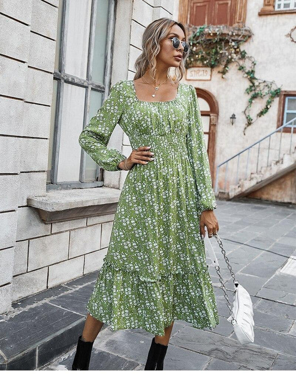 Robe Bohème Longue Verte