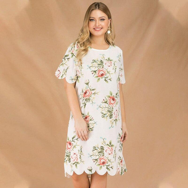 robe D'Été Blanche Fleuri Femme Grande Taille