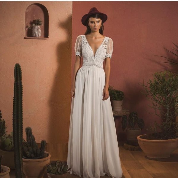 Robe De Mariée Bohème Chic Blanche