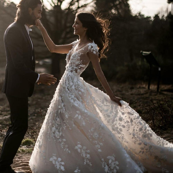 Robe De Mariée Blanche Princesse Bohème