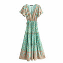 Robe Bohème Fleurie Verte