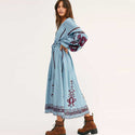 Robe Bleu Longue Bohème