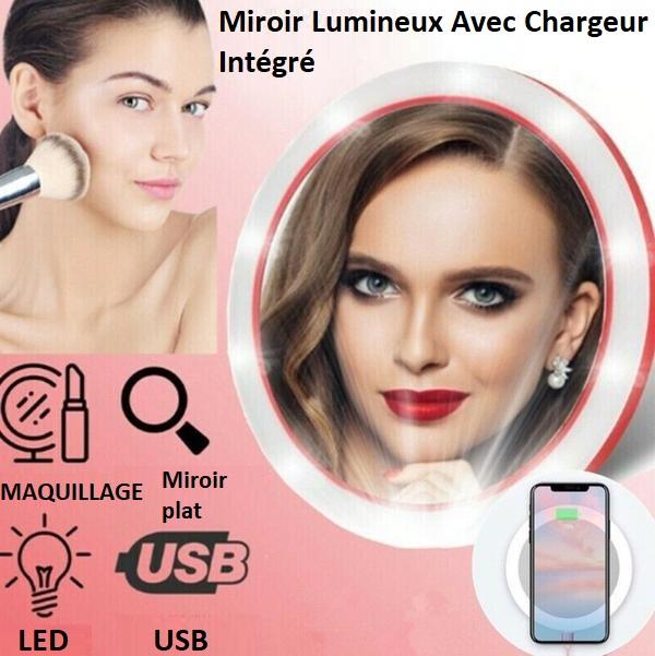 Miroir Lumineux Maquillage Avec Chargeur Smartphone intégré