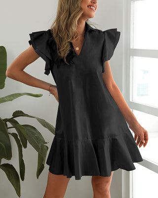 Robe décontractée à manches volantées et volants