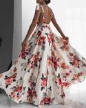 Robe maxi dos nu à imprimé floral et détail noué