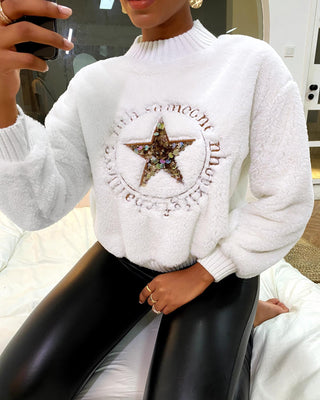 Sweatshirt Teddy à paillettes et lettres étoiles