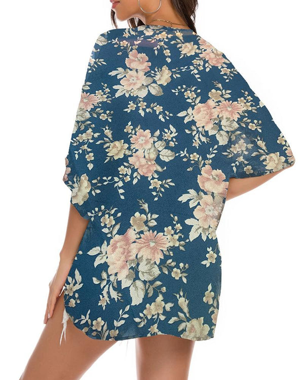 Cache-maillot à manches courtes à imprimé floral