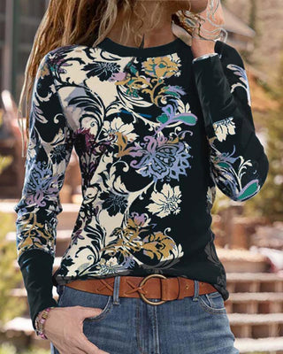 Haut décontracté à manches longues et imprimé floral