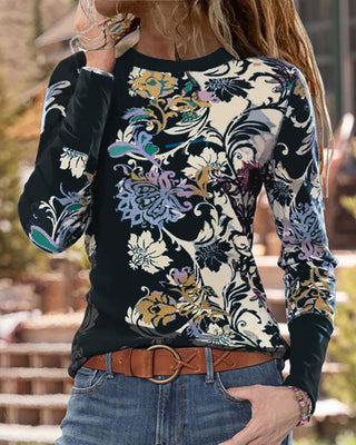 Haut décontracté à manches longues et imprimé floral
