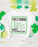 T-shirt à manches courtes imprimé trèfle et lettre de la Saint-Patrick