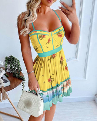 Robe imprimée tropicale à bretelles spaghetti