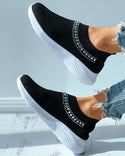 Chaussettes légères en cours d'exécution Chaussures de sport en plein air en tricot clouté Slip On Sneaker