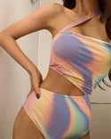 Maillot de bain une pièce à taille découpée et imprimé tie dye