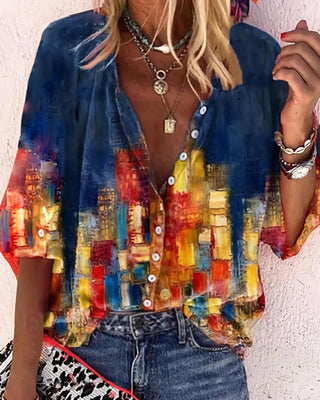 Chemise décontractée boutonnée à imprimé graphique