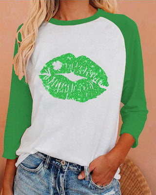 Haut color block à imprimé lèvres / graphiques