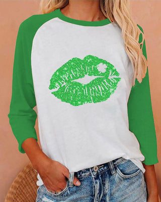 Haut color block à imprimé lèvres / graphiques