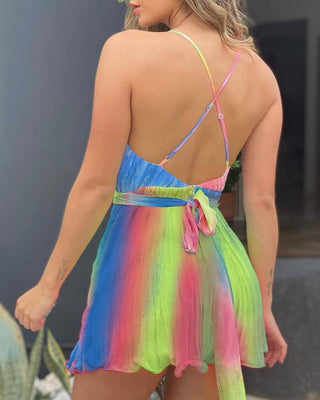 Robe imprimée tie-dye à ourlet croisé
