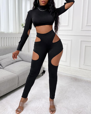 Ensemble top skinny uni et pantalon