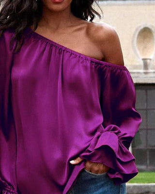 Top décontracté à manches longues et une épaule